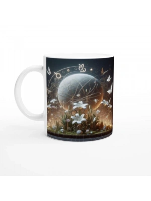 Başak Burcu Baskılı Kahve Kupası - Ay ışığında Zodyak Bahçesi Vs3
