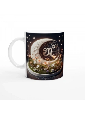 Başak Burcu Baskılı Kahve Kupası - Ay ışığında Zodyak Bahçesi Vs4