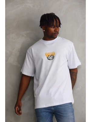 Baskılı Oversize T-Shirt - Beyaz -