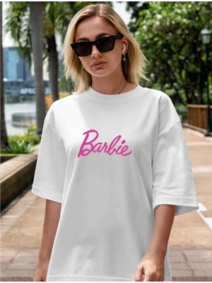 Baskılı Oversize T-shirt - Beyaz -