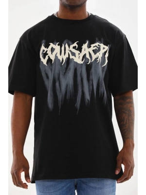 Baskılı Oversize T-Shirt - Siyah -