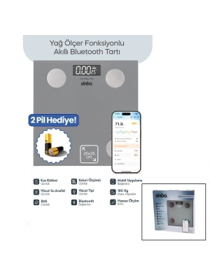 Baskül Gri Yağ Ölçer Akıllı Bluetooth Cam Baskül