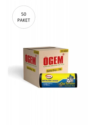 Battal Boy Çöp Torbası 75 x 90 cm 10 Lu Rulo x 50 Paket = 500 Adet (Siyah)