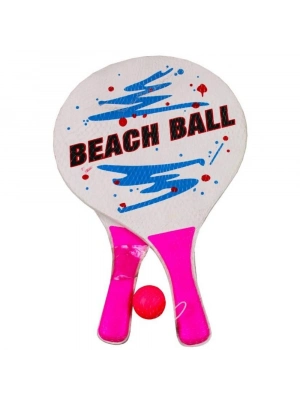 Beach Ball Tahta Raket - 3394 - Pembe