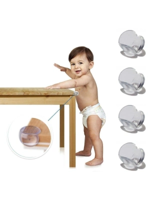 ®  Bebek Çocuk Yumuşak ve Esnek Dairesel Şeffaf Yapışkanlı Güvenlik Köşe Koruyucu (4 Adet)