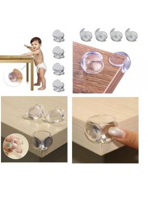 Bebek Çocuk Yumuşak Ve Esnek Dairesel Şeffaf Yapışkanlı Güvenlik Köşe Koruyucu (8 Adet)