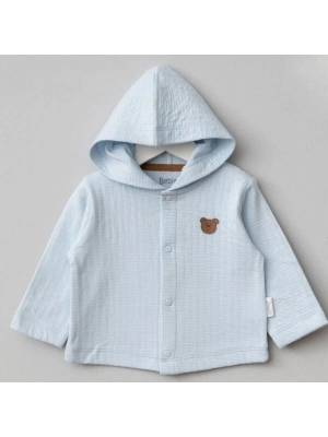 Bebitof Kapüşonlu Bebek Hırka 80153 Koyu Mavi