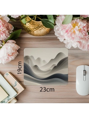 Bej-Gri Tonlu Soyut Doğa Mouse Pad - 19x23 cm 2 mm Dikdörtgen İthal Baskılı Mouse Pad