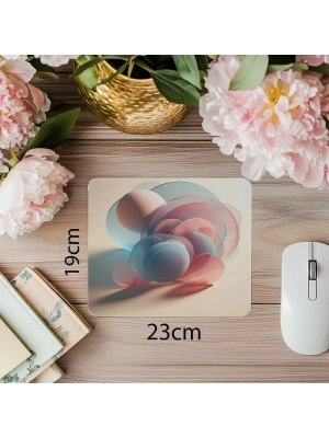 Bej Zemin Üzerine Minimal Çember Tasarımı - 19x23 cm 2 mm Dikdörtgen İthal Baskılı Mouse Pad