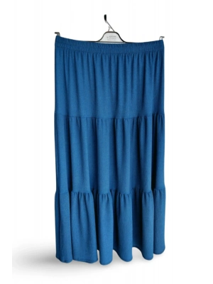 Beli Lastikli Bürümcek Kumaş Etek Anne Eteği Uzun Namaz Eteği Lacivert 44-52 beden