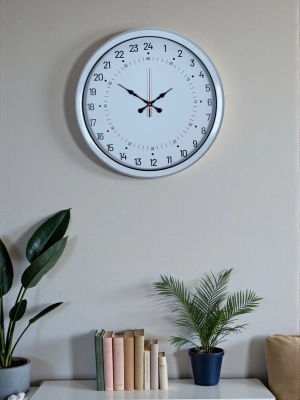 ® Beyaz 40 Cm Metal 24 Saat Göstergeli Özel Tasarım Duvar Saati