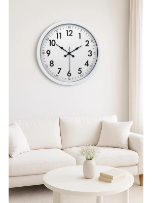 ® Beyaz Dekoratif Stil 52 Cm Metal Duvar Saati