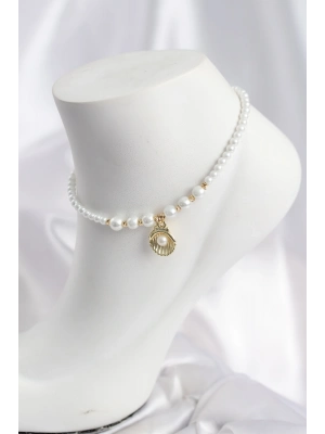 Beyaz İnci İstiridyeli Model Halhal