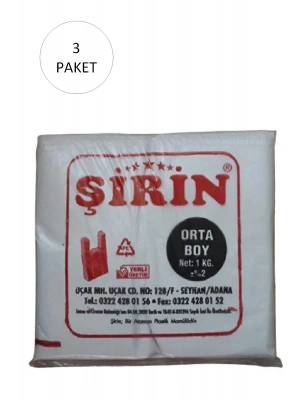 Beyaz Kalın Atlet Poşet Orta Boy 28x50 Cm 1 Kg 3 Paket (Takriben 225 Adet)