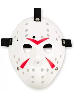 Beyaz Kırmızı Çizgili Tam Yüz Hokey Maskesi