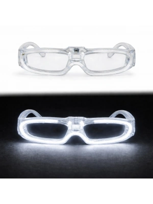 Beyaz Led Işıklı Parti Gözlüğü 3 Modlu – Glow & Gece Eğlence Gözlüğü