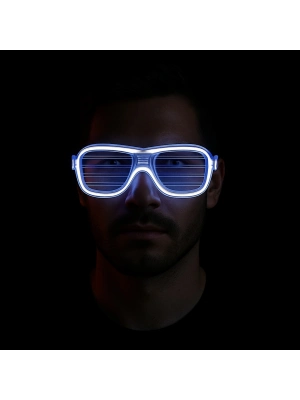 Beyaz Led Işıklı Parti Gözlüğü - Neon 3 Modlu