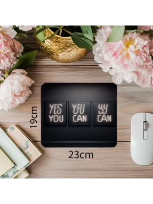 Beyaz Neon Motivasyon Mousepad Tasarımı - 19x23 cm 2 mm Dikdörtgen İthal Baskılı Mouse Pad