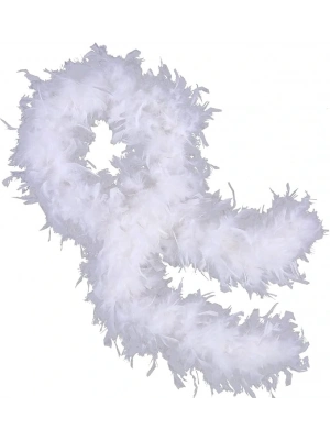 Beyaz Renk Kabarık Kalın Otriş Boa Tüy 6 Cm Genişlik 180-200 Cm Uzunluk