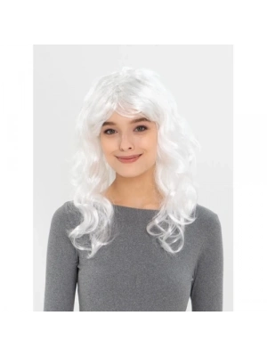 Beyaz Renk Kahküllü Dalgalı Uzun Parti Peruğu