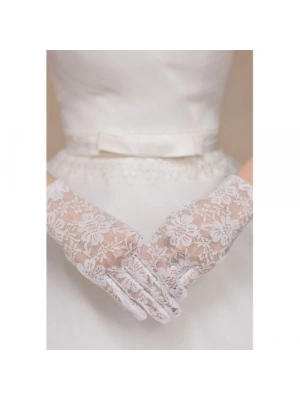 Beyaz Renk Kısa Dantelli Eldiven
