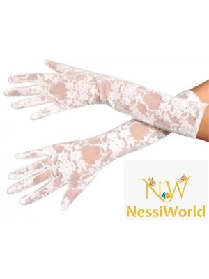 Beyaz Renk Orta Boy Dantelli Eldiven