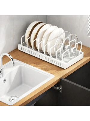 Beyaz Renk Teleskopik Raylı Tava Tencere Organizeri