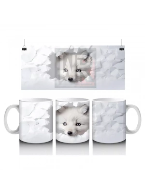 Beyaz Yapraklar Önünde Yavru Tilki– Baskılı Kahve Kupası