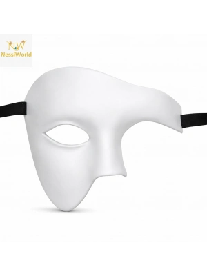 Beyaz Yarım Erkek Maske – Phantom Parti & Balo Maskesi