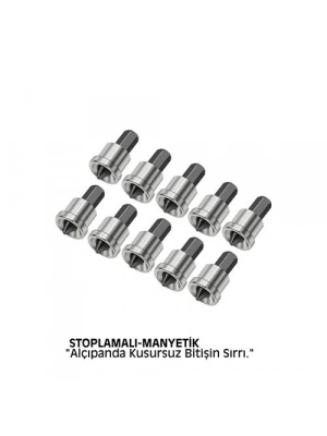 ® 10 Adet Alçıpan Bits Uç Seti - Manyetik Ph2 Krom Çelik 25mm Vidalama Başlığı