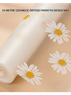 ® 10 Metre Papatya Desenli Dolap İçi Kaymaz Koruyucu Mat