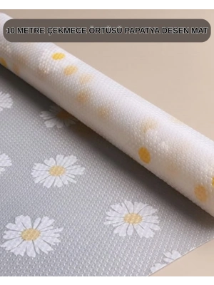 ® 10 Metre Papatya Desenli Kaymaz Çok Amaçlı Dolap İçi Örtü