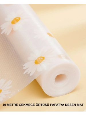 ® 10 Metre Papatya Desenli Kaymaz Dolap ve Çekmece İçi Mat