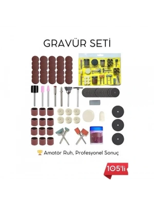 ® 105 Parça Profesyonel Çok Amaçlı Zımpara Taşlama Gravür Kesme Cilalama Uç Seti Dremel Uyumlu