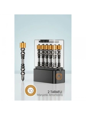 ® 10’lu Çift Taraflı Manyetik Amortisörlü Yıldız Çelik Vidalama Uç Seti – 65mm PZ2 Endüstriyel
