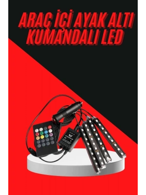 ® 12 Ledli RGB Işıklı Araç Içi Ayak Altı Led Oto Ampul Kumandalı 7 Renk