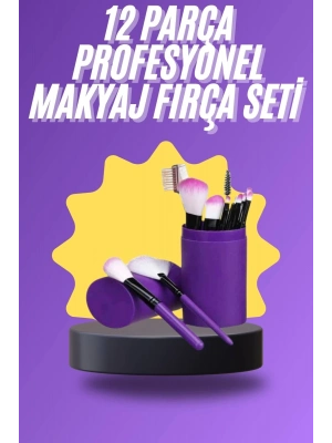 ® 12 Parça Makyaj Fırça Seti Profesyonel Fondöten Allık Far Kontür Fırçası