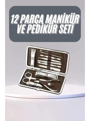 ® 12 Parça Manikür Pedikür Seti Tırnak Bakımı Nasır Temizleme El Ayak Bakımı