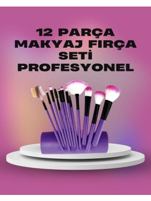 ® 12 Parça Yumuşak Kıllı Makyaj Fırçası Seti Yüz ve Göz Makyajına Uygun Profesyonel Kullanım