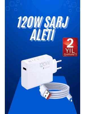 ® 120 Watt Turbo Hızlı Şarj Aleti Seti Hızlı Şarj Adaptörü Beyaz