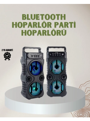 ® 1200 mAh Şarjlı LED Işıklı Bluetooth Hoparlör – FM Radyolu, Hafıza Kart Destekli