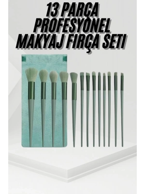 ® 13 Parça Taşınabilir Kılıflı Profesyonel Makyaj Fırça Seti Pudra Allık Fondöten Fırçası