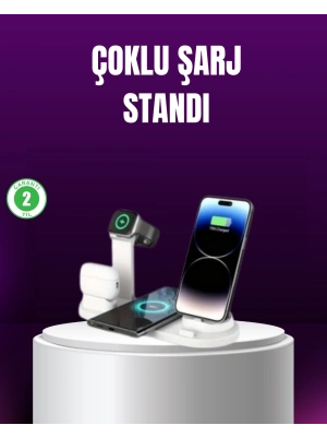 ® 15W Hızlı Şarj Destekli 4’ü 1 Arada Kablosuz Şarj İstasyonu