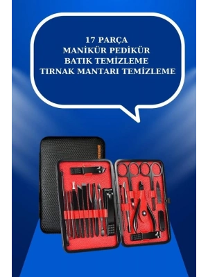 ® 17 Parça El Ayak Bakım Seti Tırnak Temizleme Manikür Pedikür Cımbız Törpü Tırnak Makası