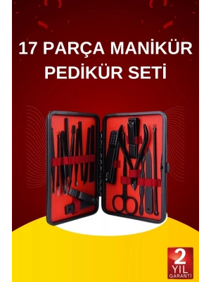 ® 17 Parça El Ayak Bakım Seti Tırnak Temizleme Manikür Pedikür Cımbız Törpü Tırnak Makası