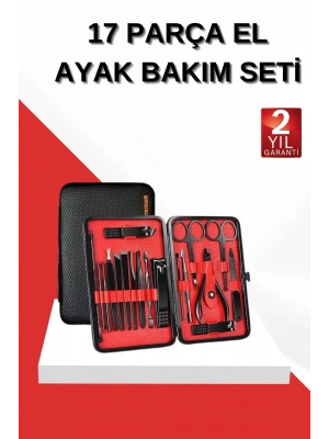 ® 17 Parça Manikür Seti El ve Ayak Bakımı Törpü Cımbız Tırnak Temizleme