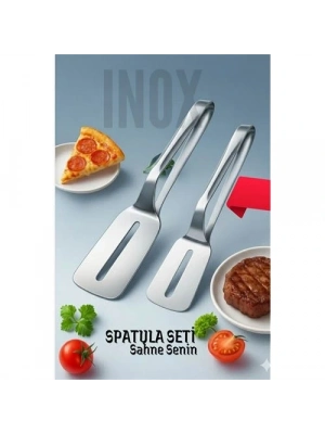 ® 2 li Inox Spatula Seti – Pizza, Tatlı, Et Servisi İçin Ergonomik Tasarım