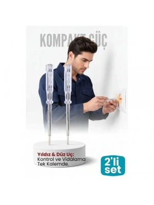 ® 2li Set Elektrik Kontrol Kalemi Tornavida Yıldız Düz Uçlu