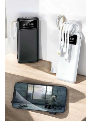 ® 20.000 Mah Led Işıklı LCD Ekran USB Girişli Type-C Lightning Powerbank