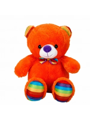 ® 2962 Oturan Kurdeleli Renkli Peluş Ayı 30 cm -